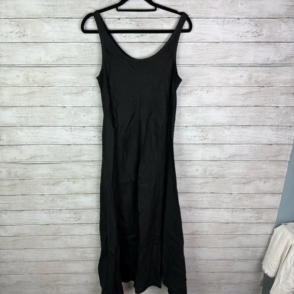 Madewell Scoopneck Sleeveless Midi Dress in 100% Linen Black Size 6 - Picture 9 of 9